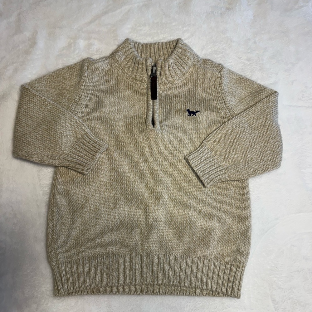 Never worn! Carter’s 1/4 Zip chunky knit Tan Pullover Sweater Size 18 Months
